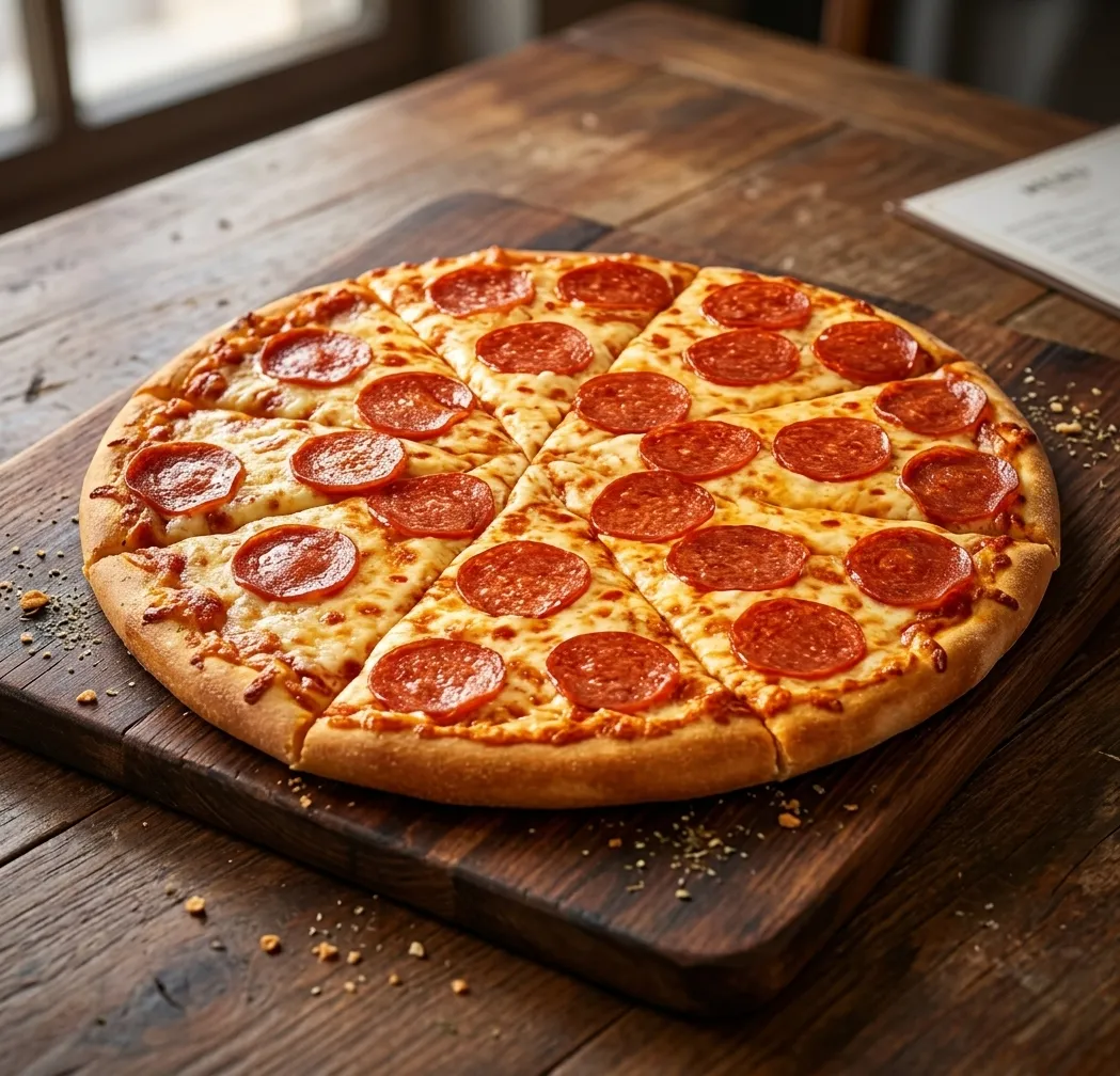 Pepperoni Pizza freshly baked at Jambo Pizza, 818 Sargent Ave, Winnipeg